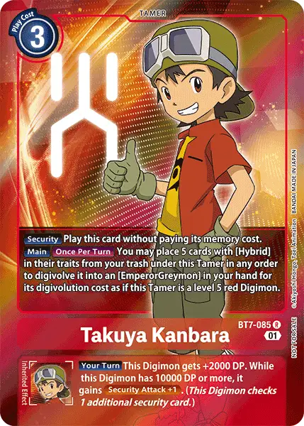 Takuya Kanbara trading card featuring alternative art from Next Adventure box topper