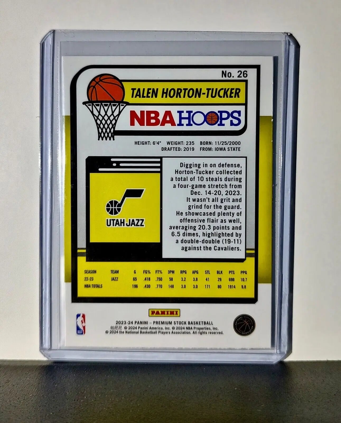 Talen Horton-Tucker 2023-24 Panini Premium Stock NBA Hoops #26 Card Utah Jazz - Basketball Card Single