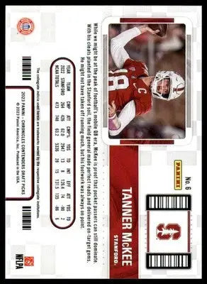 Tanner McKee 2023 Panini Chronicles Draft Contenders College Ticket #6 Stanford - Football Card Single