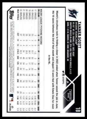 Tanner Scott 2023 Topps #18 Miami Marlins - Baseball Card Single