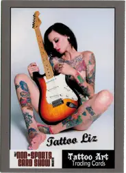 Electric guitar with sunburst body on Tatoo Art Promo Card P1 Liz Philly Show Exclusive