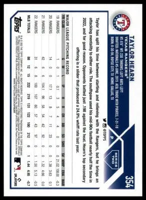 Taylor Hearn 2023 Topps #354 Texas Rangers - Baseball Card Single
