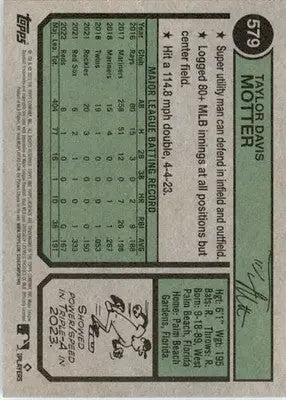 Taylor Motter - 2023 Topps Heritage - #579 - Baseball - Baseball Card Single