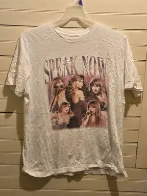 Taylor Swift T-Shirt Womens Speak Now Album Art White Short Sleeve Fan Tee - Apparel
