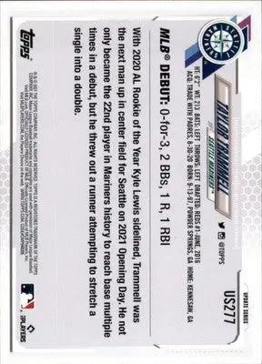 Taylor Trammell 2021 Topps Update Rainbow Foil #US277 Seattle Mariners - Baseball Card Single