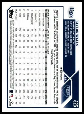 Taylor Walls 2023 Topps #625 Tampa Bay Rays - Baseball Card Single