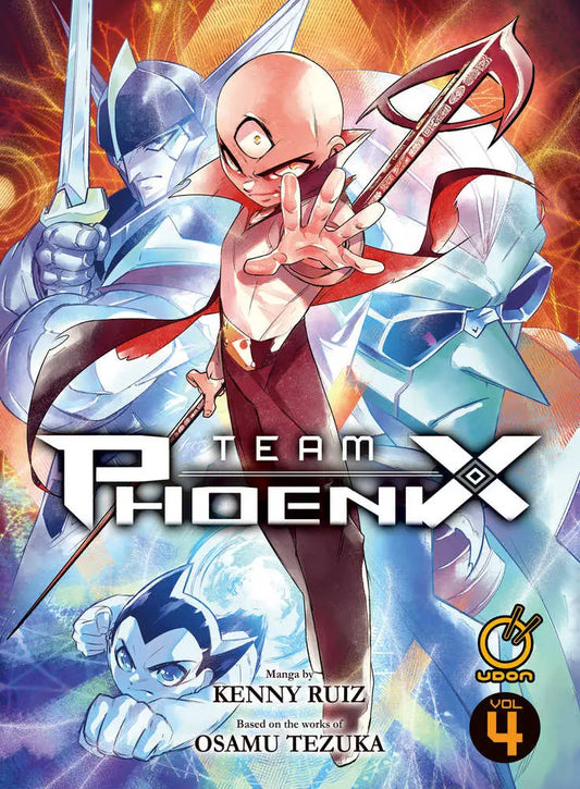 Comic book cover featuring dynamic superhero characters from Team Phoenix Volume 4 Graphic Novel