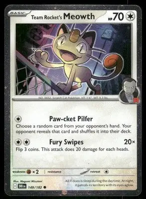 Team Rocket’s Meowth #149/182 2023 Pokemon 151 - Pokémon Card Single