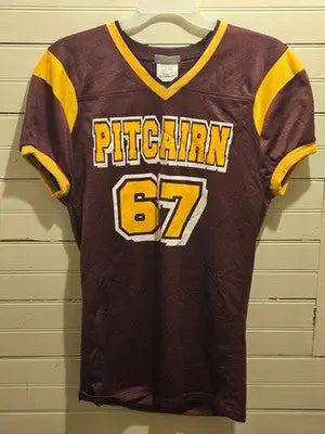 Teamwork Football Jersey Mens L Maroon Gold Pitcairn 67 Athletic Mesh Short - Apparel