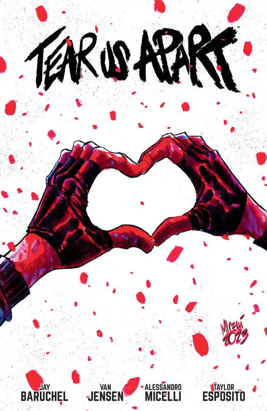 Two teenagers forming a heart with red paint in Tear Us Apart trading cards image