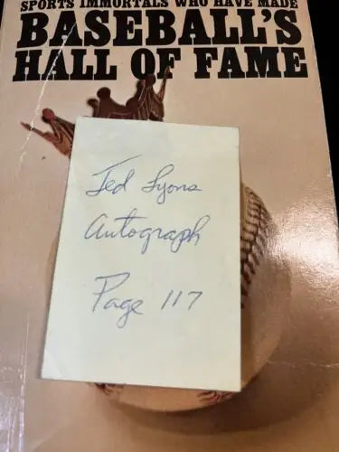 Ted Lyons Auto Baseball’s Hall of Fame Sports Book with trading cards and memorabilia