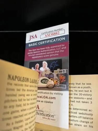JSA authentication card for Ted Lyons trading cards in Robert Smith’s Sports Book