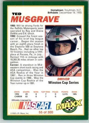 Ted Musgrave - 1993 Maxx - #55 - Racing - Racing Card Single