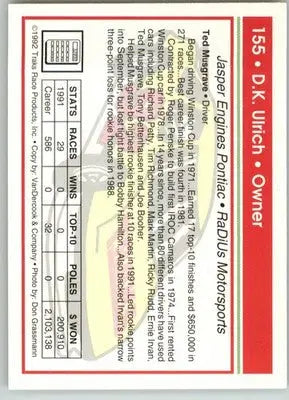 Ted Musgrave / D.K. Ulrich ERR - 1992 Traks - #155a - Racing - Racing Card Single