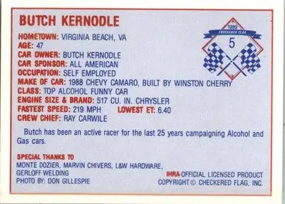 Ted Osborne - 1989 Checkered Flag IHRA - #21 - Racing - Racing Card Single