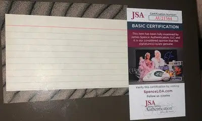 Autographed Ted Turner index card with memorabilia authentication from JSA