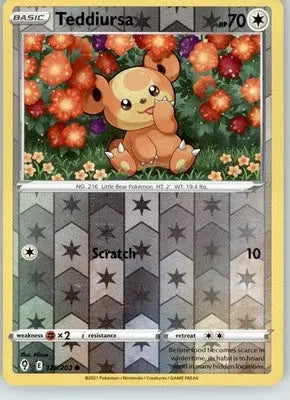 Teddiursa - Evolving Skies - 126/203 - Reverse Holo LP Pokemon - Pokémon Card Single