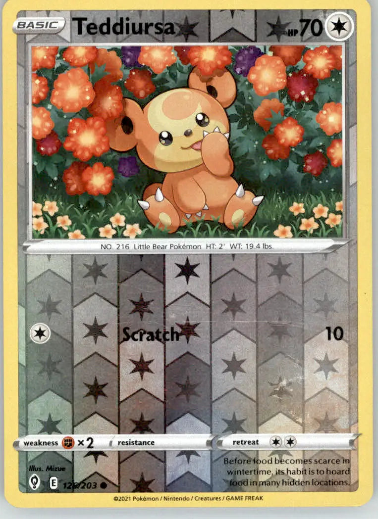 Teddiursa - Evolving Skies - 126/203 - Reverse Holo LP Pokemon - Pokémon Card Single