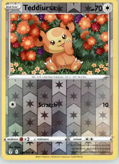Teddiursa - SWSH07: Evolving Skies - 126/203 - Reverse Holo LP - Pokémon Card Single