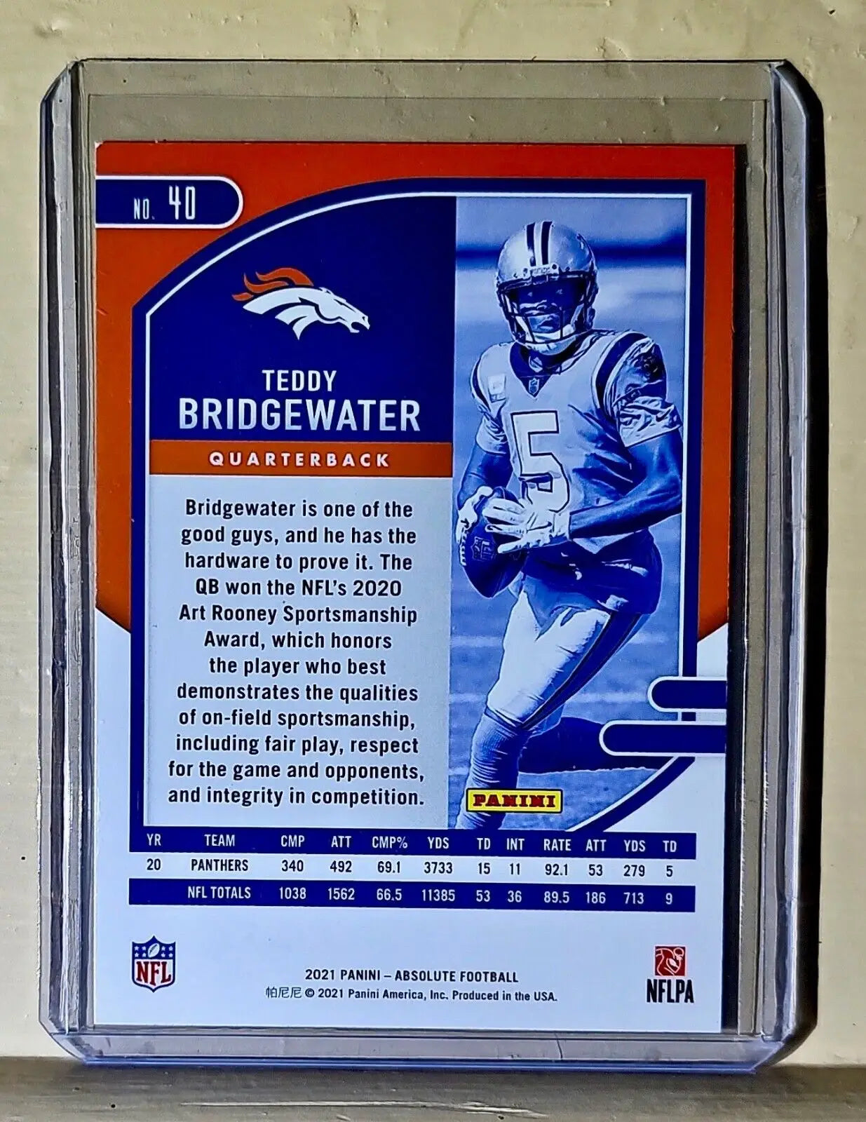 Teddy Bridgewater 2021 Panini NFL Absolute Football #40 Card - Football Card Single