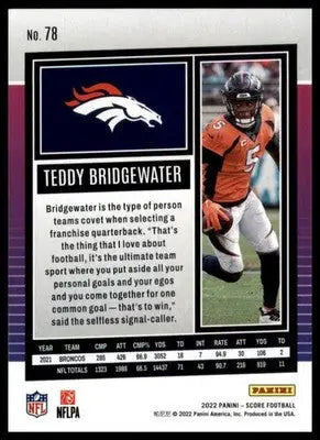 Teddy Bridgewater 2022 Score #78 Denver Broncos - Football Card Single