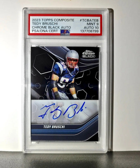 Tedy Bruschi 2023 Topps Chrome Black #TCBA-TEB PSA 9 Auto 10
