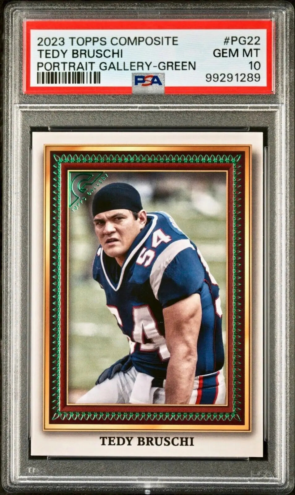 Tedy Bruschi 2023 Topps Portrait Gallery NFL #PG-22 Green 204/250 Card PSA 10 - Football Card Single