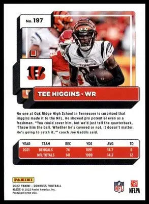 Tee Higgins 2022 Donruss #197 Cincinnati Bengals - Football Card Single