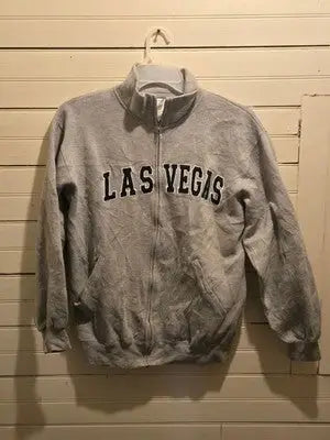 TEEMAX Zip Up Sweatshirt Mens M Las Vegas Gray Full Zip Jacket Cotton Blend - Apparel