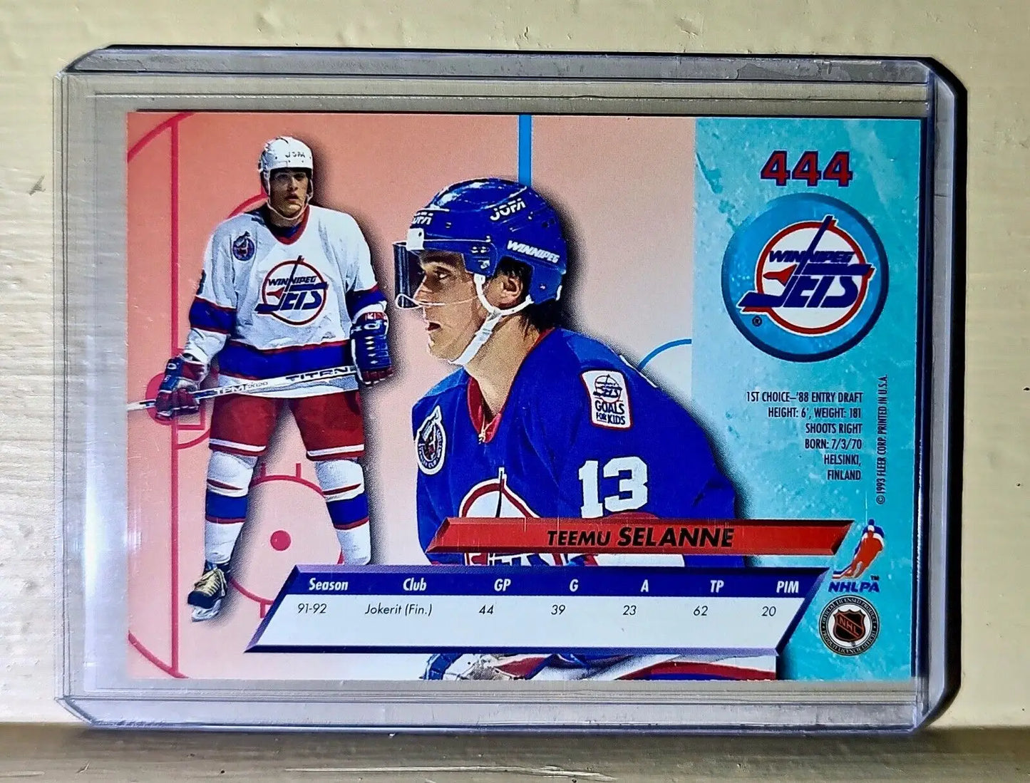 Teemu Selanne 1992-93 Fleer Ultra #444 Hockey Card Winnipeg Jets - Hockey Card Single