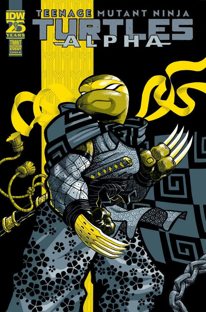 Heavily armored ninja turtle with metallic claws for Teenage Mutant Ninja Turtles trading cards
