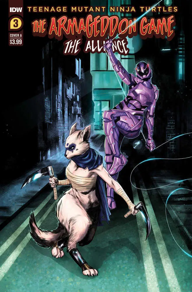 Comic book cover of Teenage Mutant Ninja Turtles Armageddon Game featuring alien creatures
