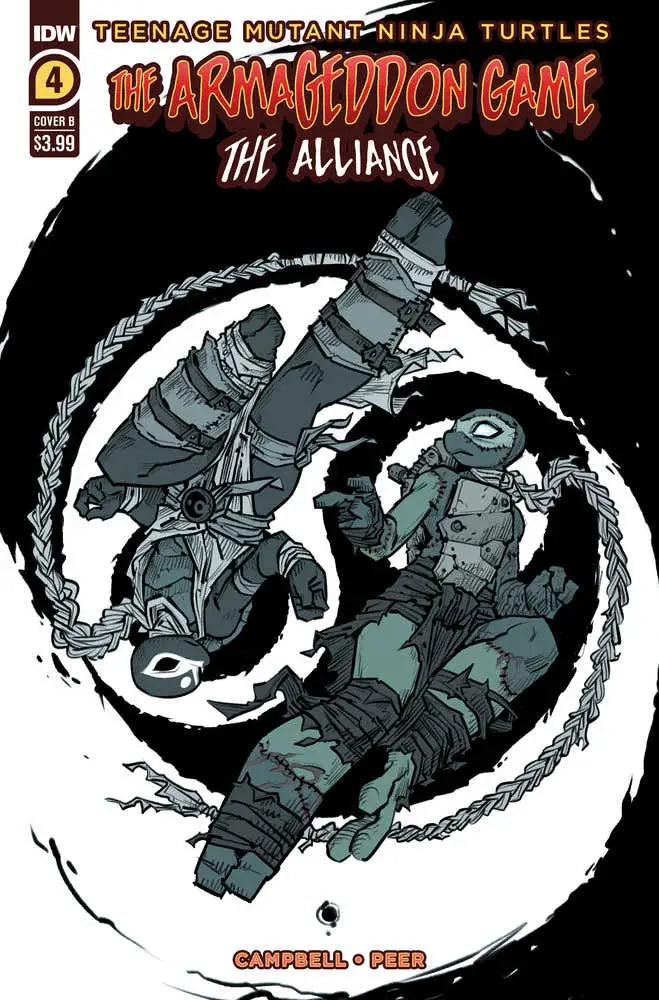 Comic book cover featuring TMNT characters in circular design by Sophie Campbell
