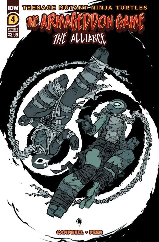 Comic book cover featuring TMNT characters in circular design by Sophie Campbell