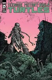 Comic book cover of Teenage Mutant Ninja Turtles Ongoing #142 with a turtle against a pink sky