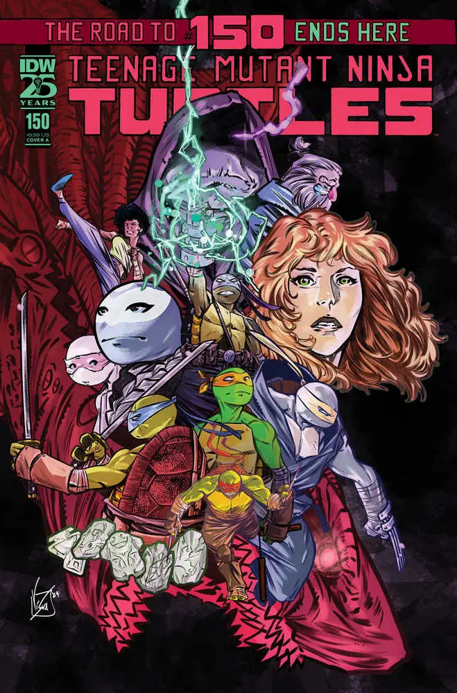 Comic book cover for Teenage Mutant Ninja Turtles Ongoing #150 with vibrant character artwork