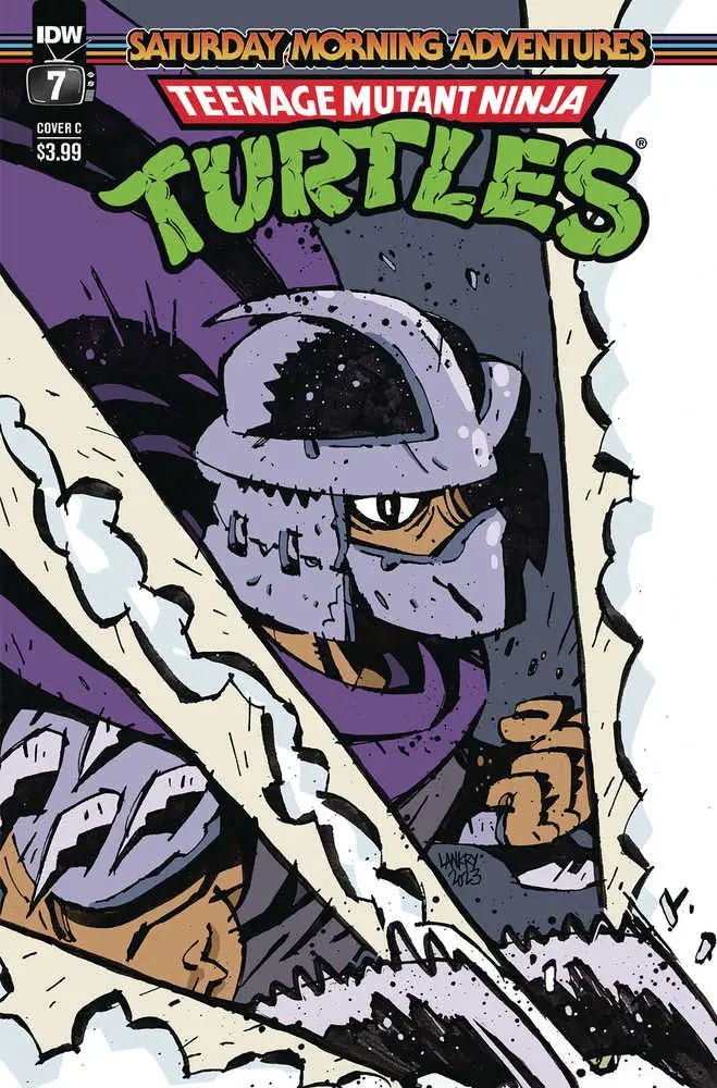 Comic book cover for Teenage Mutant Ninja Turtles Saturday Morning Adventure #7 featuring Shredder’s helmet