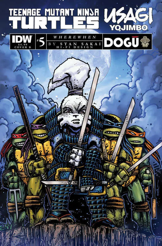 Comic book cover of Teenage Mutant Ninja Turtles and Usagi Yojimbo for trading cards