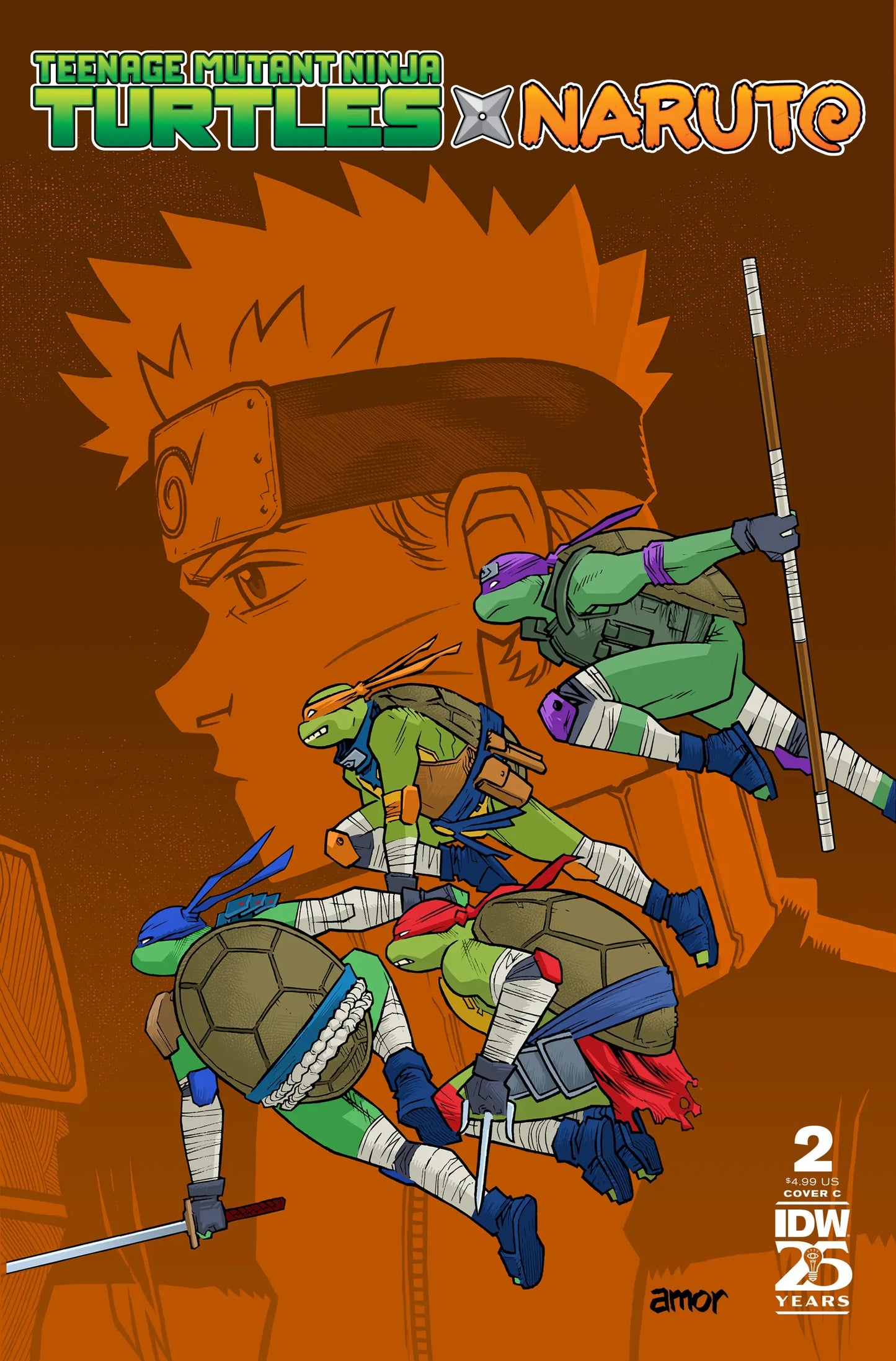 Teenage Mutant Ninja Turtles X Naruto artwork featuring action poses in Big Apple Village
