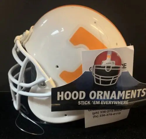 White Tennessee Volunteers football helmet hood ornament for Hard Headed Sports fans