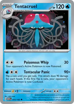 Tentacruel - 151 - 073/165 - Reverse Holo NM Pokemon - Pokémon Card Single