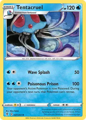 Tentacruel - Evolving Skies - 027/203 - Reverse Holo LP Pokemon - Pokémon Card Single