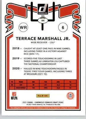 Terrace Marshall Jr. - 2021 Panini Chronicles Draft Picks - #44 - Football - Football Card Single