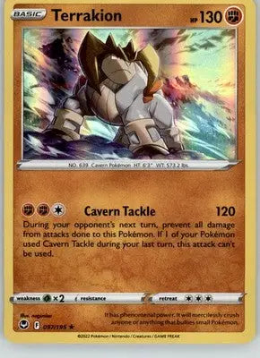 Terrakion - Silver Tempest - 097/195 - Holo LP Pokemon - Pokémon Card Single