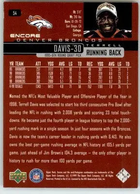 Terrell Davis - 1999 Upper Deck Encore - #54 - Football - Football Card Single