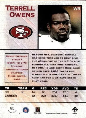 Terrell Owens - 2000 Pacific Private Stock - #85 - Retail Football - Football Card Single
