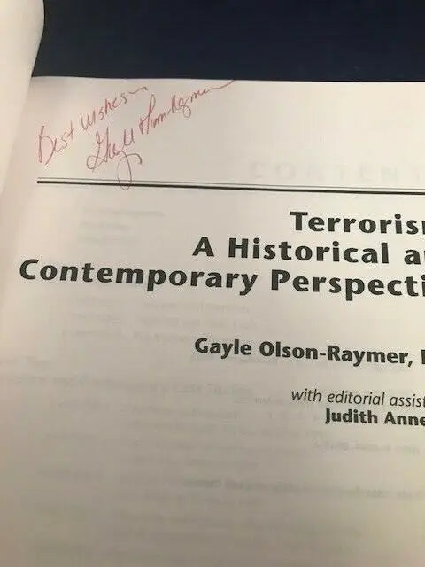 Signed Terrorism Historical Contemporary Perspective book by Gayle Olson Raymer Auto SC