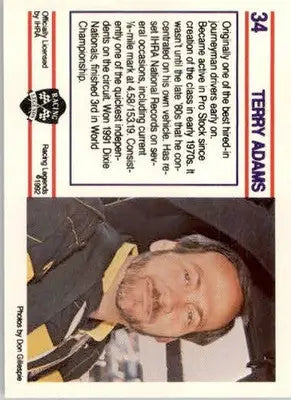 Terry Adams - 1991 Racing Legends IHRA - #34 - Racing - Racing Card Single