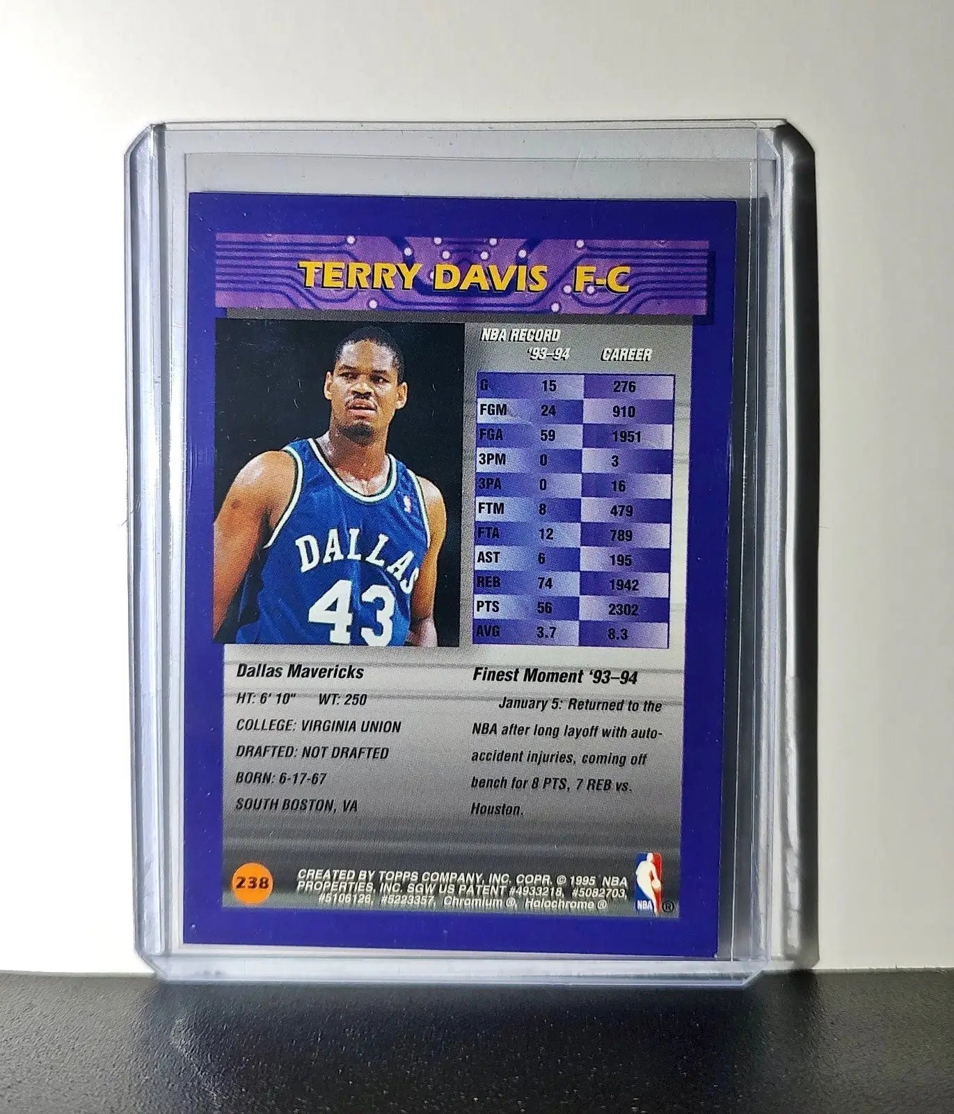 Terry Davis 1994-95 Topps Finest #238 Basketball Card