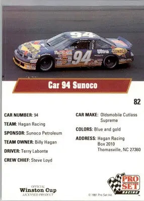 Terry Labonte’s Car - 1991 Pro Set - #82 - Racing - Racing Card Single